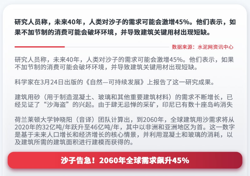 沙子告急！2060年全球需求飆升45%